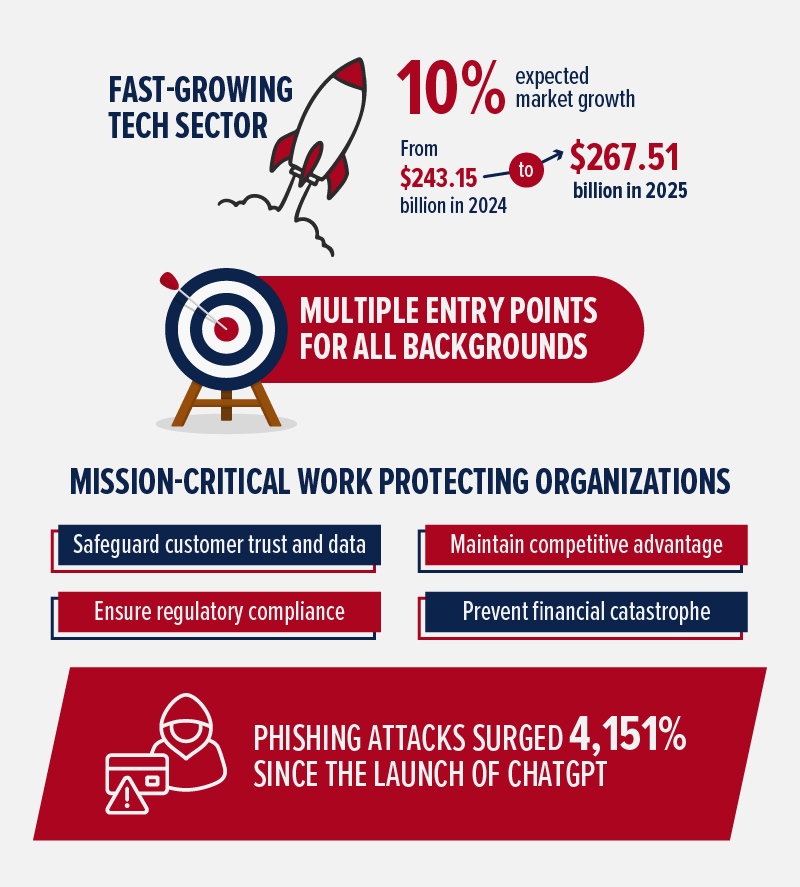 cybersecurity careers and sector growth infographic