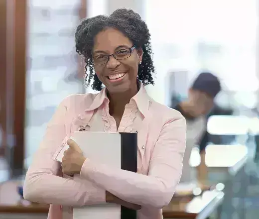 Lady in class smiling