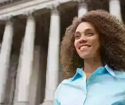 Lady outside courthouse