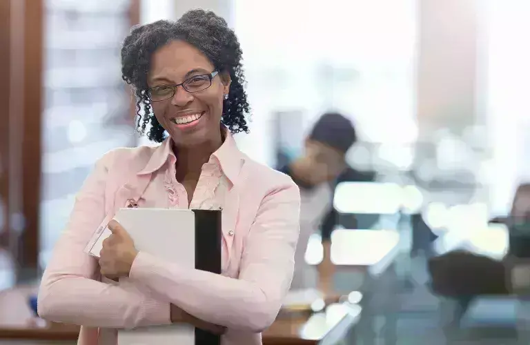 Lady smiling in class
