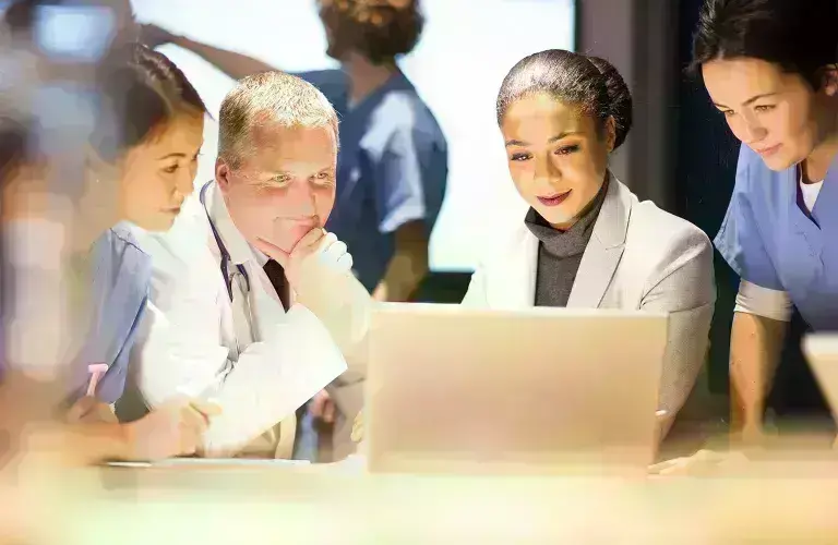 Health care professionals in discussion