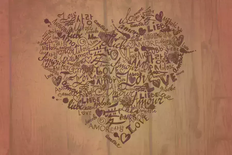 love graphic in the shape of a heart