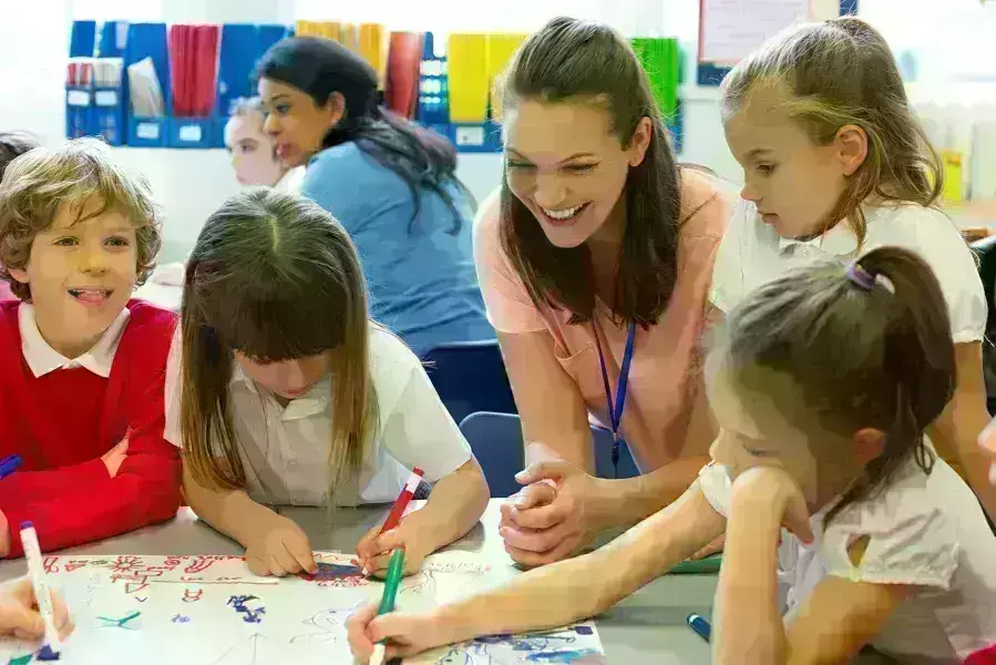 Teacher with kids