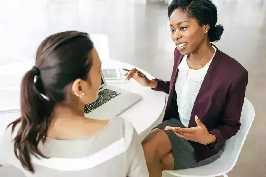 Two women in a discussion