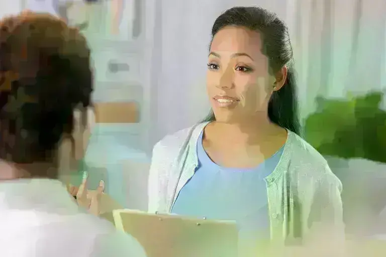 Lady in a discussion