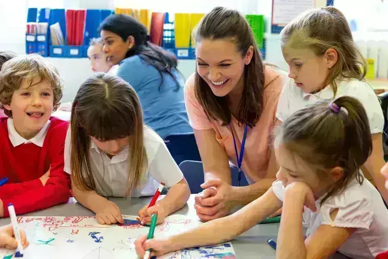 Teacher with kids
