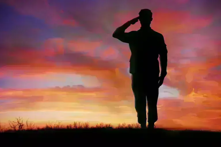 Soldier and sunset